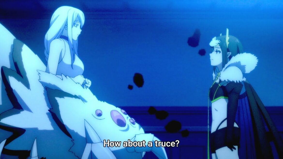 蜘蛛ですがなにか 24話 アリエルの恐ろしい力は蜘蛛ちゃんの恐怖しました。 蜘蛛ちゃんはアリエルと提携して世界を崩壊から救う Ariel's terrible power scares Kumoko