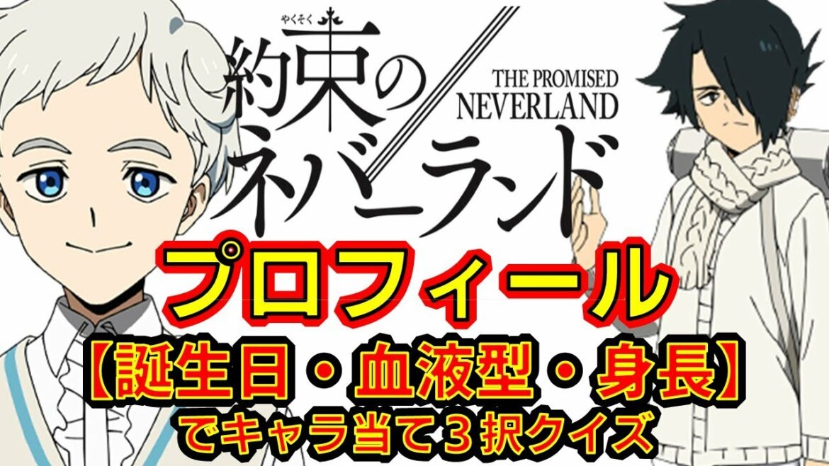 【約ネバ】アニメクイズ プロフィールでキャラ当て 約束のネバーランド  The Promised Neverland Anime quiz Character guess in profile