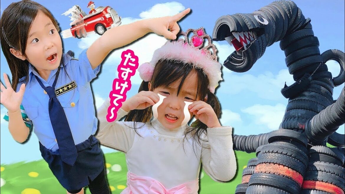 泣いている姫を助けよう😭 大変!! 公園が燃えちゃう~🔥 クレーンゲームでお助け!? 警察官れいかのパトロール 💛 パウ・パトロール Paw Patrol 💛 はれママ おもちゃ