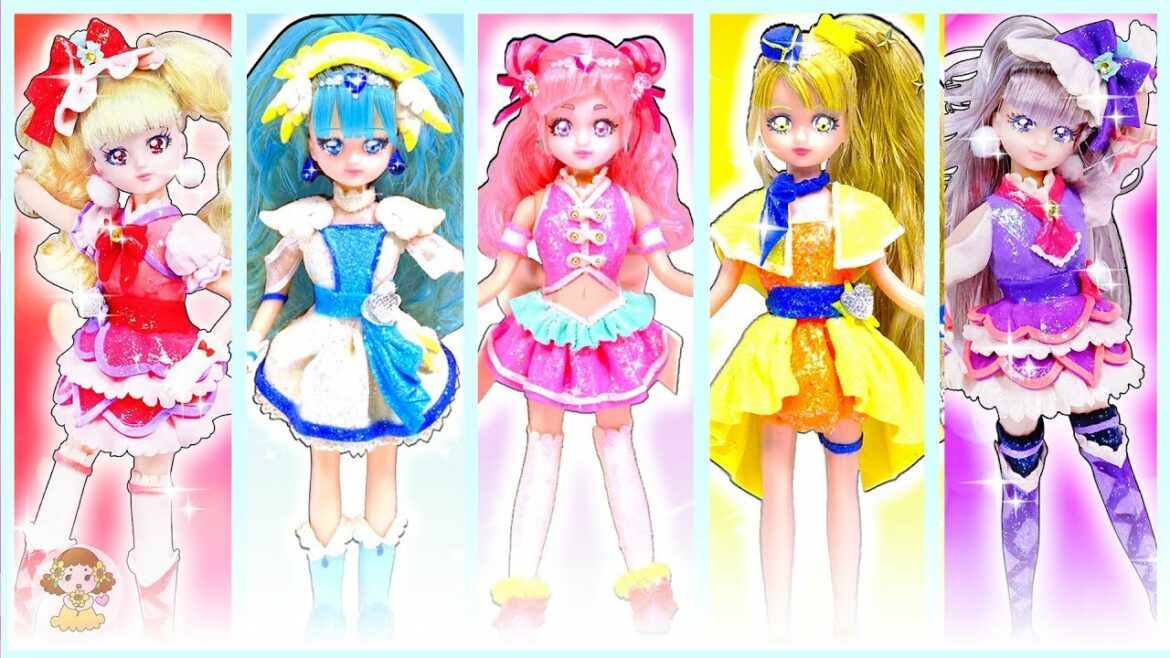 リカちゃん HUGっと!プリキュア❤️キュアエール、キュアアンジュ、キュアエトワール、キュアマシェリ、キュアアムールに変身⭐衣装を粘土で手作りDIY♪おもちゃ 人形 アニメ