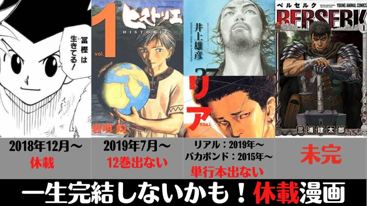 一生完結しない!? 休載している有名漫画紹介【漫画・アニメランキング】