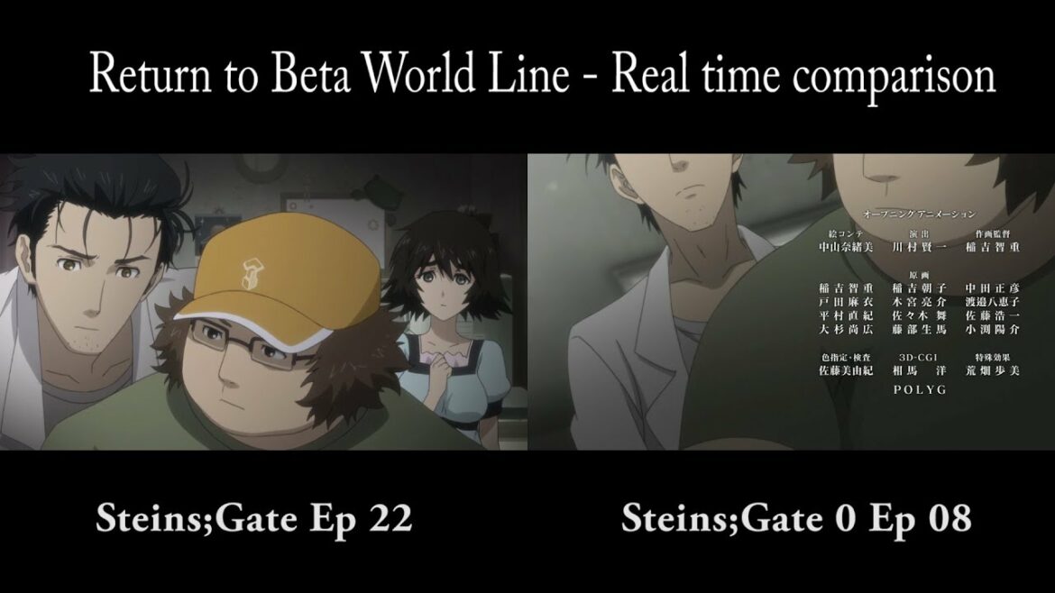 Steins;Gate ep 22 & Steins;Gate 0 ep 08 Ending – Return to Beta World Line – Real time comparison