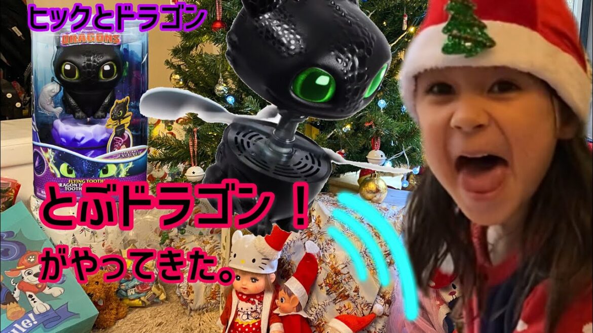飛ぶドラゴンがお家にやってきた。ヒックとドラゴン。クリスマス、サンタからのプレゼントは何?How to train the dragon – flying toothless doragon toy