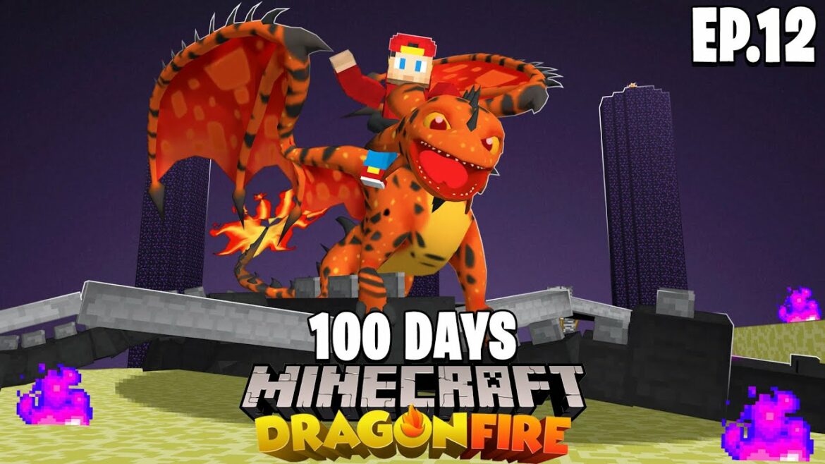 100 DAYS in Minecraft DRAGON FIRE… Episode #12