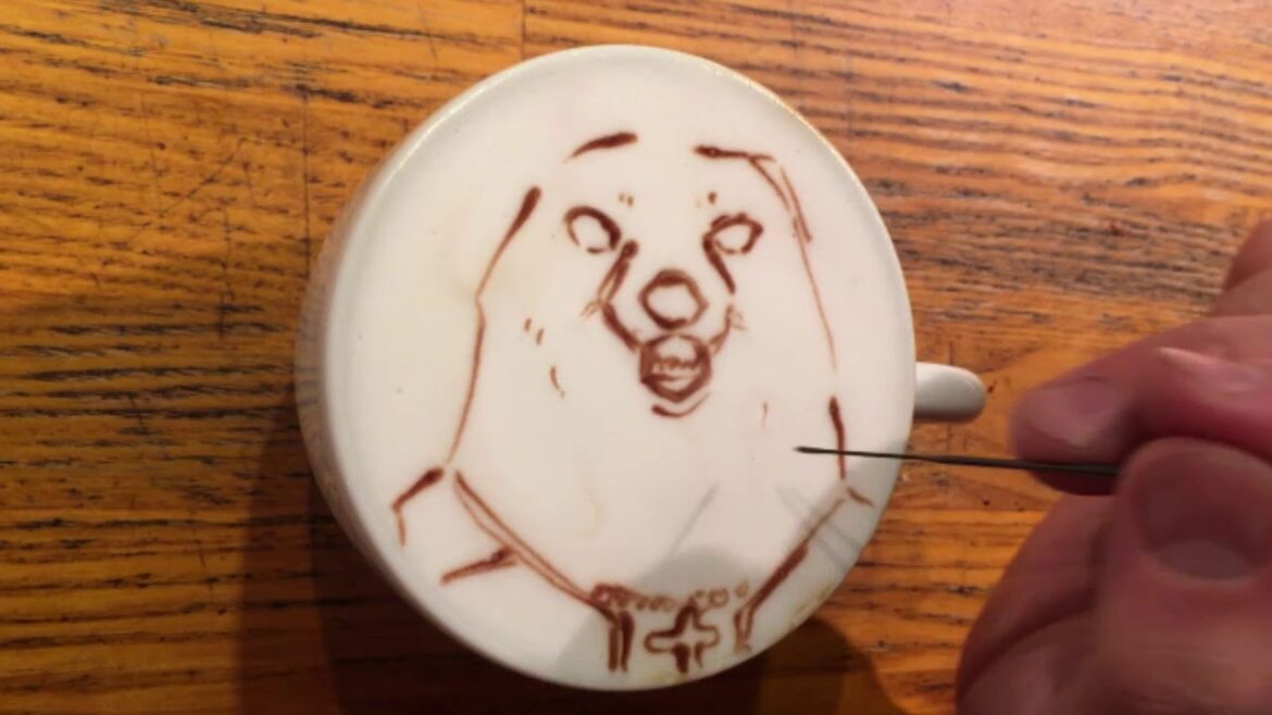 ラテアート【グリズリーさん】@しろくまカフェ