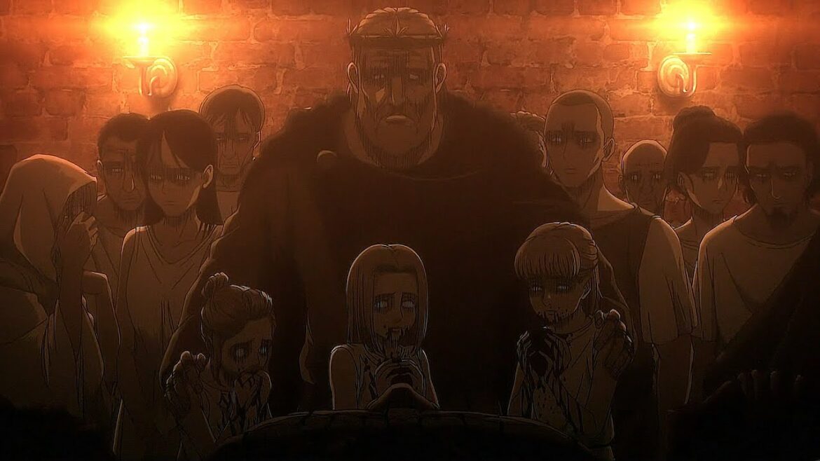 Maria, Rose, and Sina eats their mother, Ymir Fritz | Attack on Titan – The Final Season Part 2