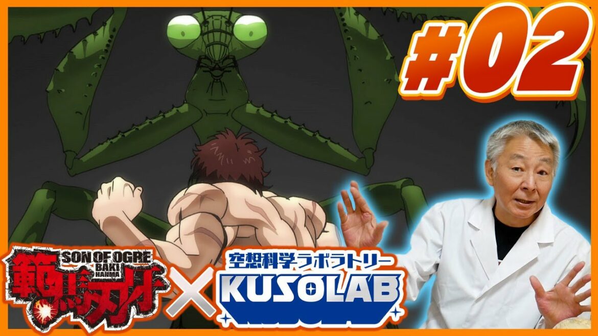【範馬刃牙×空想科学研究所】刃牙vsカマキリ全解説! 体重100kgのカマキリ、刃牙を吹っ飛ばした速度は○○なみ!?│TV Anime "BAKI HANMA" × KUSO LABO #2