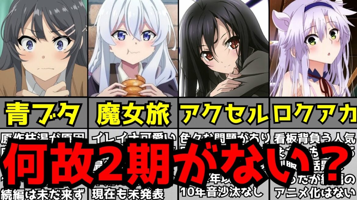 【絶望】2期続編が待ち望まれているが何故かどれだけ待っても来ないアニメ【青ブタ、アクセル・ワールド、魔女の旅々、ノーゲーム・ノーライフ】