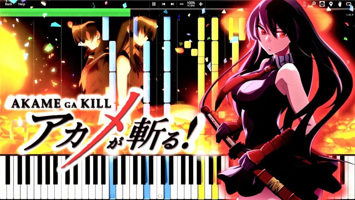 Akame ga KILL! ED2 – Tsuki Akari | Piano Tutorial, アカメが斬る!【ピアノ】