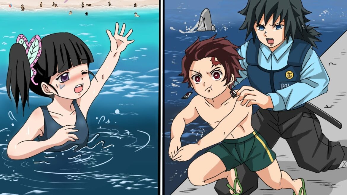 海水浴で沖に流されてしまったカナヲ!炭治郎と冨岡警察官は救うことができるのか!?【炭治郎/カナヲ/炭カナ/きめつのやいば/アニメ2期/遊郭編/声真似】