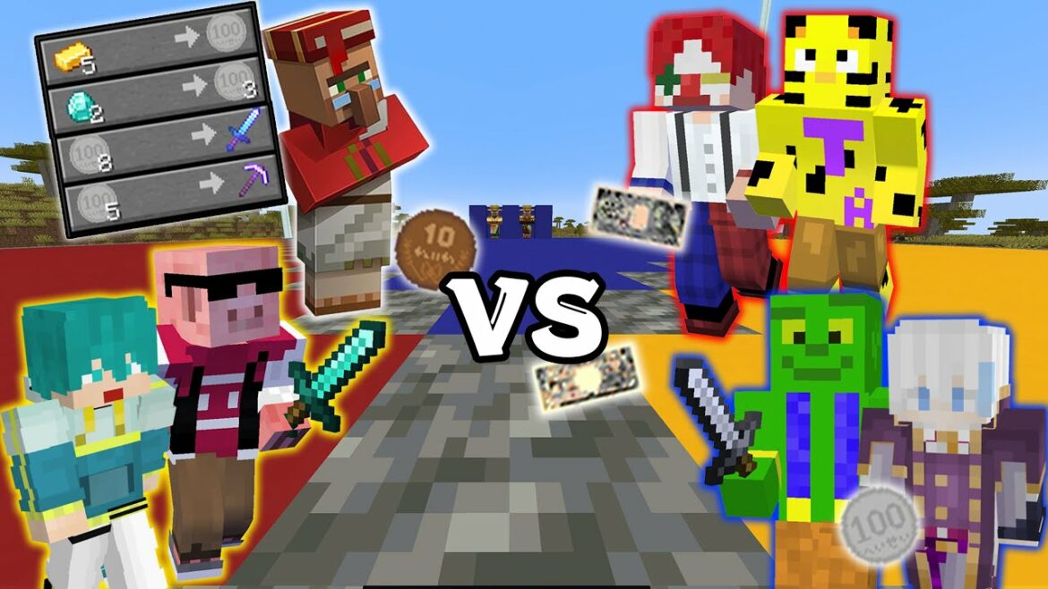 【マイクラ】稼いだお金で武器を購入できる世界でPVP対決!【さんちゃんく! × 帰宅部】