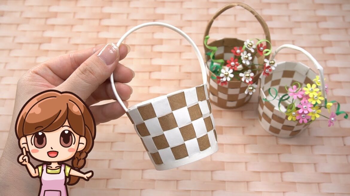 【ペーパークラフト】紙コップで簡単おしゃれなカゴ作り|バスケットの作り方|Cute basket tutorial