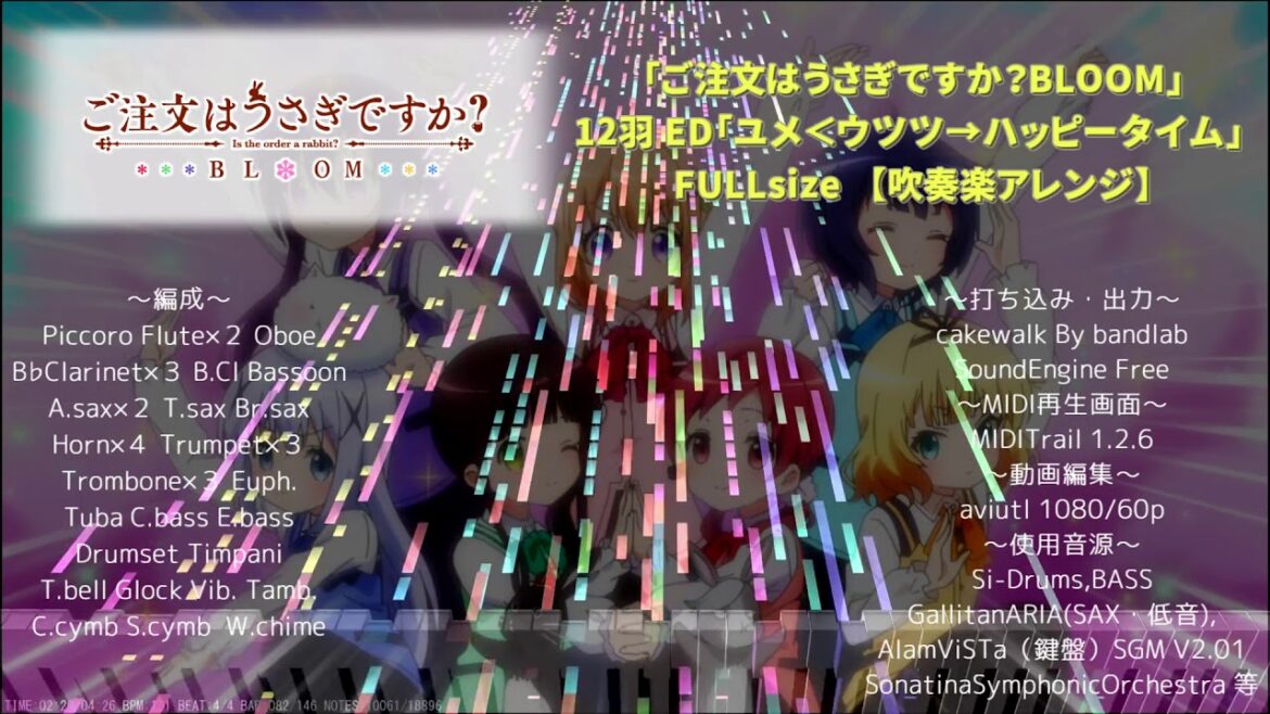 【吹奏楽アレンジ】ユメ<ウツツ→ハッピータイム FULLsize【ごちうさBLOOM 12羽ED】