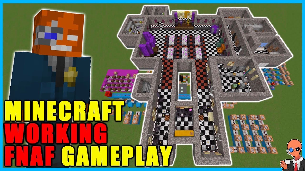 I built a working fnaf 1 map in minecraft build gameplay anime