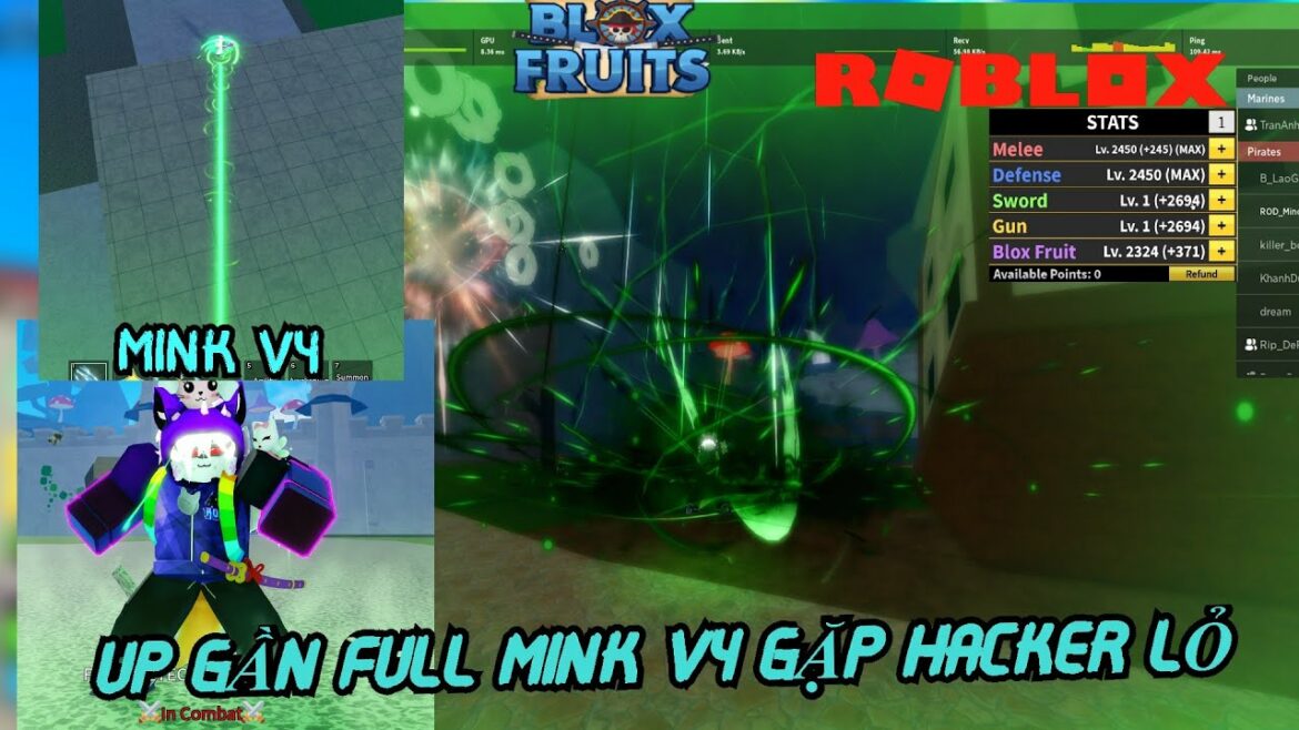ROBLOX – MÌNH ĐÃ UP FULL HẾT SKILL CỦA MINK V4 ĐANG UP THÌ GẶP 2 THANH NIÊN HACKER LỎ – BLOX FRUIT