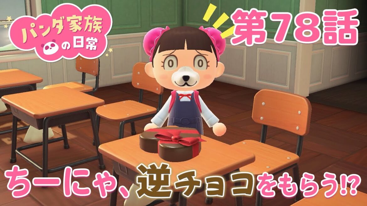 【あつ森アニメ】パンダ家族の日常#78「ちーにゃ、逆チョコをもらう!?」