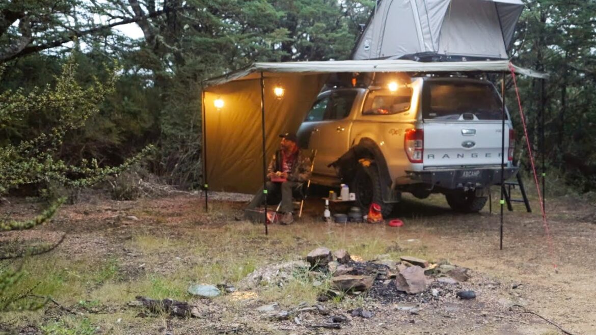 Car Camping in Rain on Mountain – Roof Tent – Dog