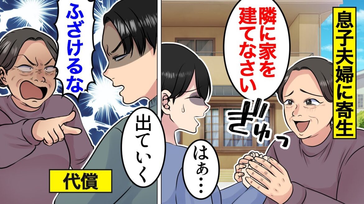 【漫画】息子夫婦に寄生する義母の末路。実家の隣に家建てさせて…金をせびってこき使う【ママのソノ】