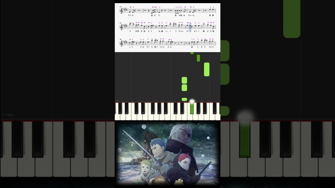 テレパス / ヨルシカ TVアニメ『大雪海のカイナ』OP曲 ピアノ楽譜 メロディー 歌詞 サビ ドレミふりがな オカリナ/フルート/リコーダー演奏/カラオケ練習用 #shorts