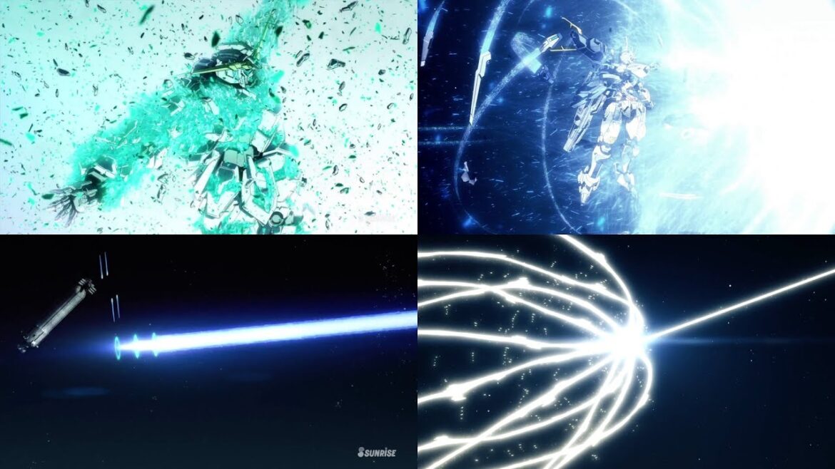 Unicorn & Aerial Block Laser Comparison (Gundam Witch From Mercury EP23 ガンダム水星の魔女 ユニコーン エアリアル レーザ比較)