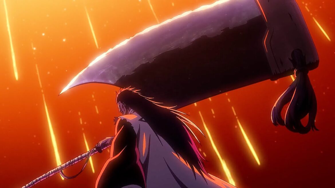 BLEACH 千年血戦篇-訣別譚- Eps 7 – Kenpachi uses Nozarashi to cut Gremmy’s massive meteor in half