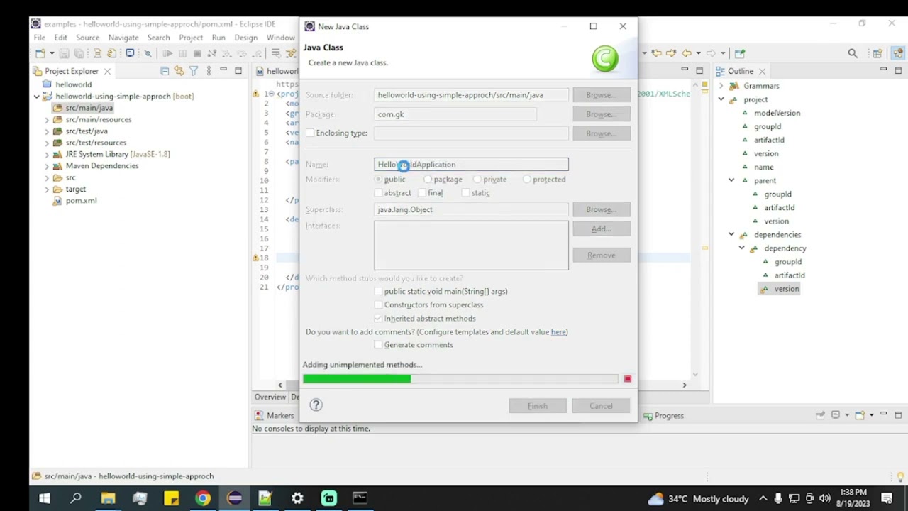 EP-1b Spring Boot Hello World example using normal Spring approach ...