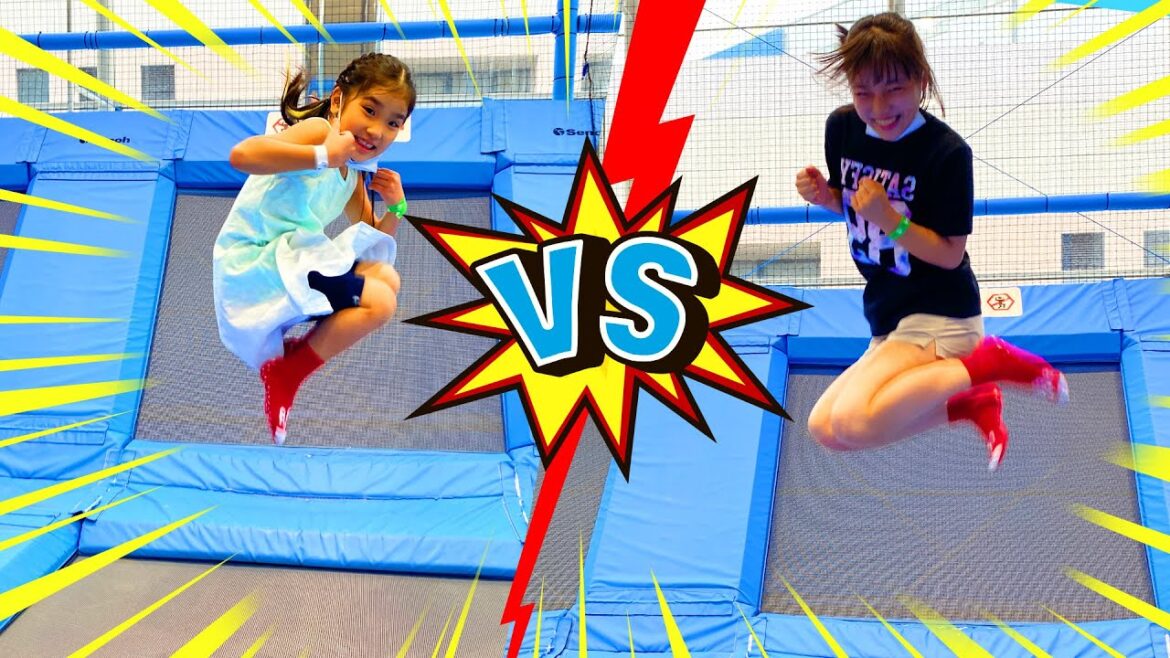 みのちゃんがおねえちゃんとこたくんとスポーツ対決!仲直りはできるかな?*コラボ 教育 トランポリン