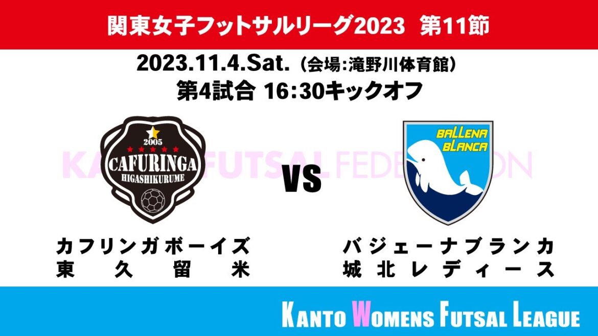 第14回関東女子フットサルリーグ2023 powered by PENALTY 第11節【第4試合】