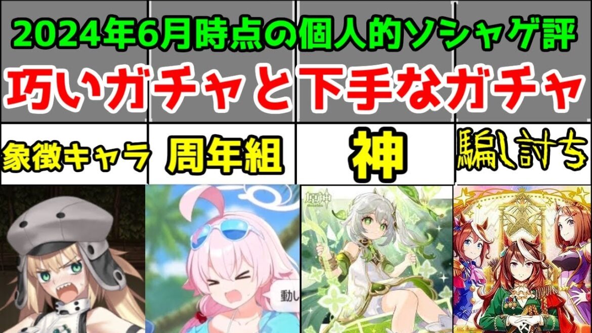 【ソシャゲ考察】2020年代のスマホゲーの巧いガチャ(神・周年)・下手なガチャ(玉座)。それは「サブゲー系」と「ゼルダの伝説ブレスオブザワイルド系」に二分化された時代【原神・ブルアカ・FGO・学マス】