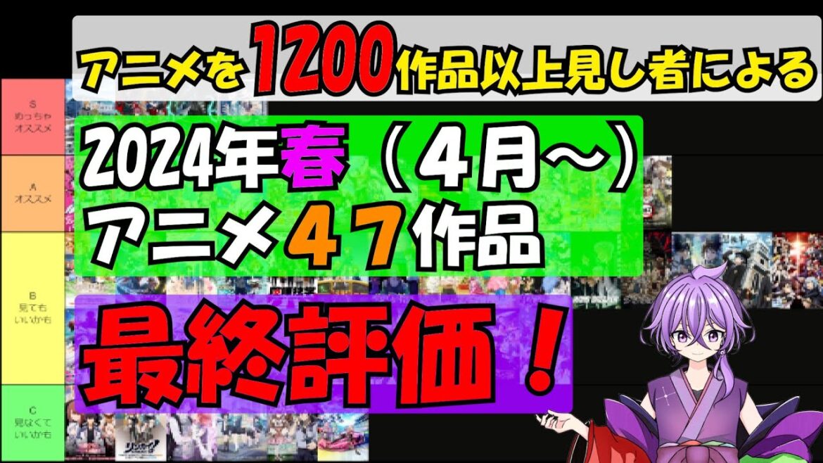 2024年春(4月~)アニメ47作品最終評価!【アニメを1200作品以上見し者による】