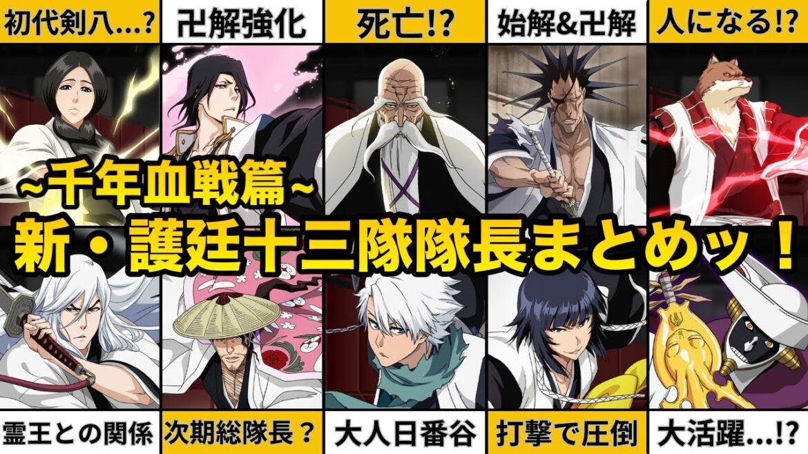 【BLEACH】千年血戦篇 相剋譚 の新・護廷十三隊をゆっくり解説ッ！！山本元柳斎重國から浮竹十四郎の生死まで！