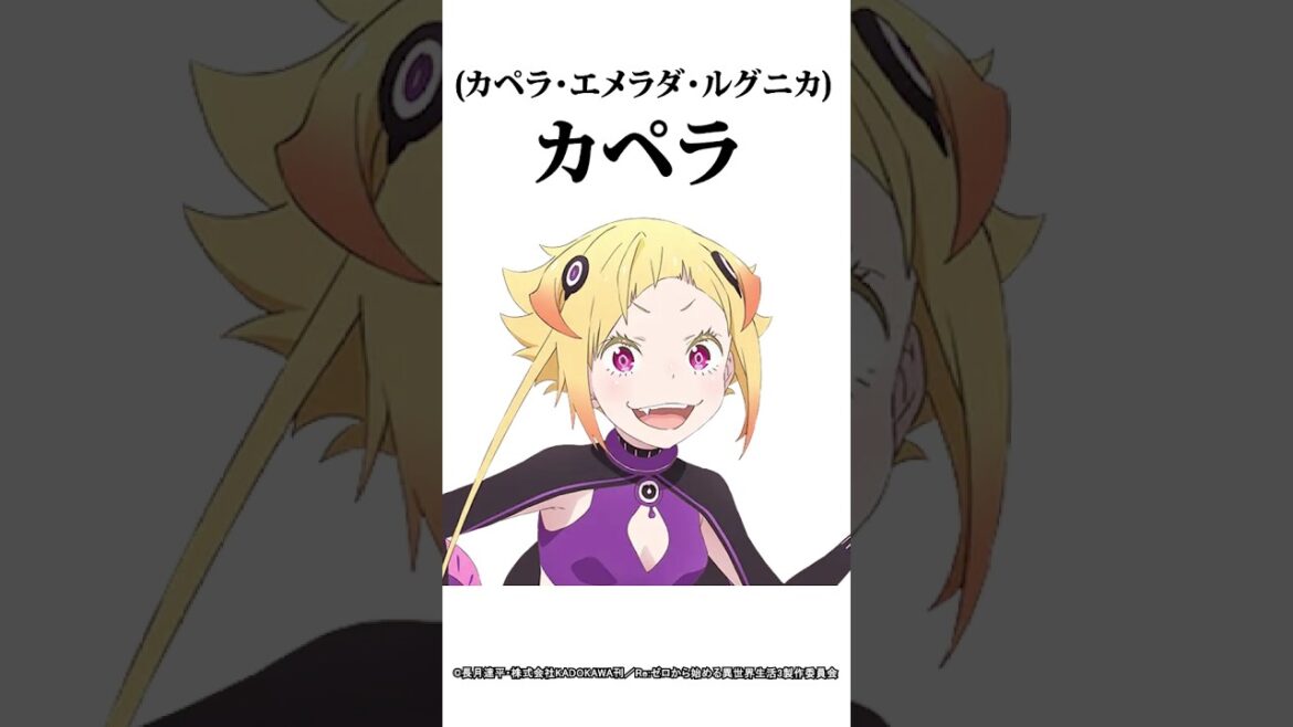 【キャラ紹介】1分でわかる。カペラ・エメラダ・ルグニカの豆知識【Re:ゼロから始める異世界生活】#リゼロ  #rezero #2024秋アニメ #anime #shorts
