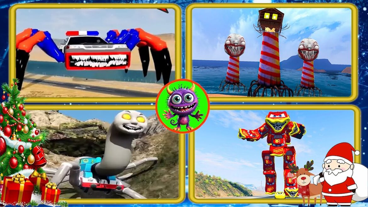 Christmas MONSTER BATTLE ⚔️ Police Car Head Eater ,  LIGHTHOUSE , Choo Choo , McQueen Eater ⚔️ Christmas MONSTER BATTLE ⚔️ Police Car Head Eater ,  LIGHTHOUSE , Choo Choo , McQueen Eater ⚔️