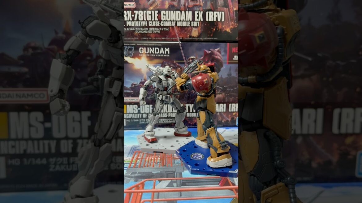 【ガンプラ】HG 1/144 ガンダムEX (復讐のレクイエム)vsHG 1/144 ザクII F型 ソラリ機 (復讐のレクイエム) #shorts #gundam #gunpla #機動戦士ガンダム