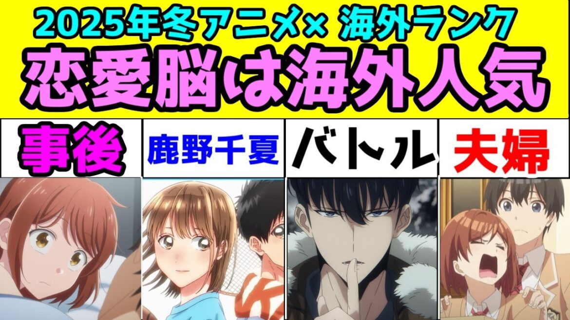 【海外覇権は「この好き」】海外アニメサイト「AnimeCorner」の2025年冬アニメ第1週の評価が恋愛脳過ぎた件【海外はラブコメが強い】【この好き・アオのハコ・俺レベ・クラ婚・わた婚・ハニレモ】 【海外覇権は「この好き」】海外アニメサイト「AnimeCorner」の2025年冬アニメ第1週の評価が恋愛脳過ぎた件【海外はラブコメが強い】【この好き・アオのハコ・俺レベ・クラ婚・わた婚・ハニレモ】