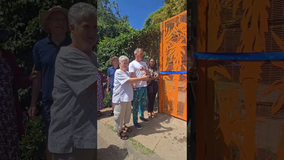 The ribbon of the new gate at Killarney Park being cut