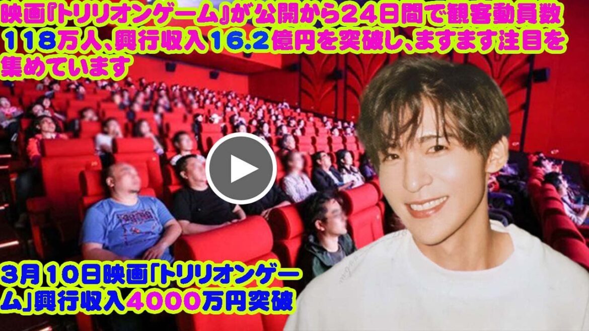 3月10日映画「トリリオンゲーム」興行収入4000万円突破   映画『トリリオンゲーム』が公開から24日間で観客動員数118万人、興行収入16.2億円を突破し、ますます注目を集めています  目黒蓮 3月10日映画「トリリオンゲーム」興行収入4000万円突破   映画『トリリオンゲーム』が公開から24日間で観客動員数118万人、興行収入16.2億円を突破し、ますます注目を集めています  目黒蓮