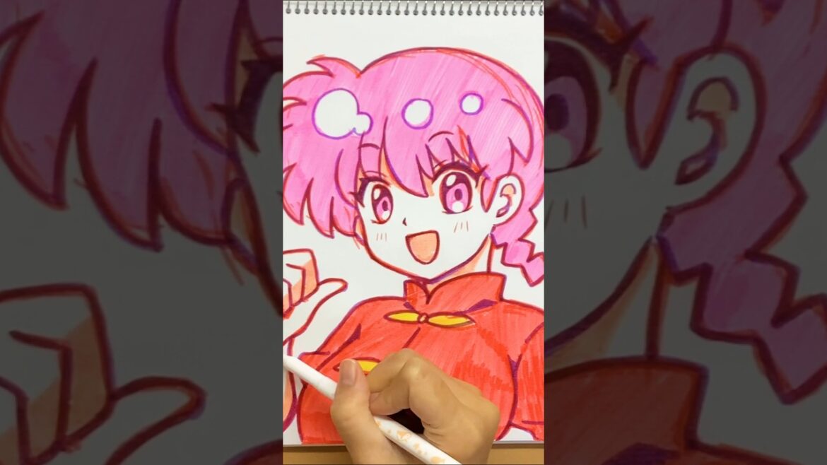 【一発描き】【らんま1/2】女らんま/描いてみた/アナログイラスト #Shorts #らんま #drawing