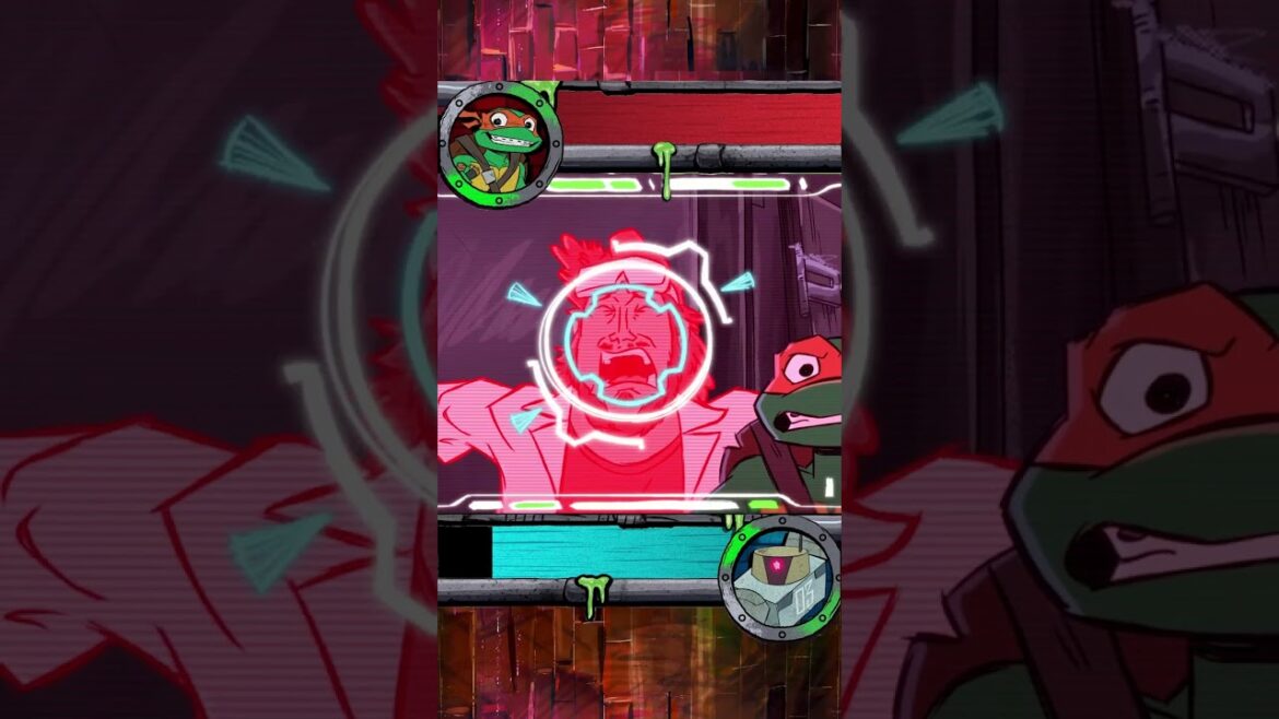 mikey VS. robot 03 🤖 met videogame gezondheidsbalken! | Tales of the TMNT | #shorts