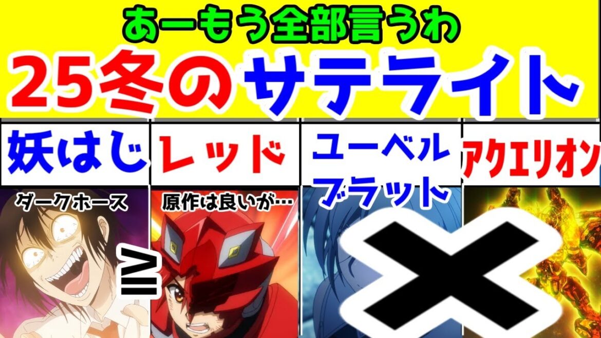 【大丈夫？】「サテライト」さんの2025年冬アニメ【良作：妖はじ・異世界レッド】【残念：ユーベルブラット・想星のアクエリオン】