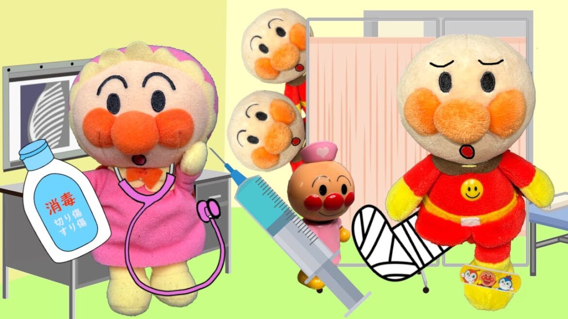 アンパンマン アニメ♪ 赤ちゃんアンパンマンがお医者さんになっちゃった?! 絆創膏や注射で患者さんを助けよう!