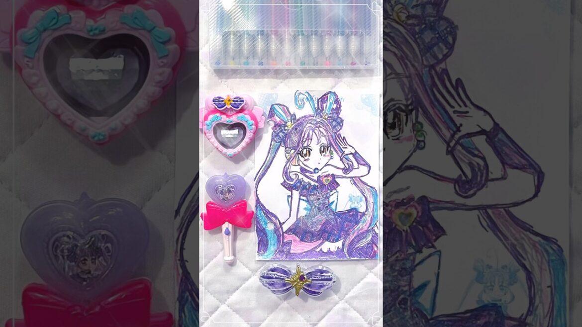 キミとアイドルプリキュア♪キュアキュンキュンを描いてみた🎼💜#shorts