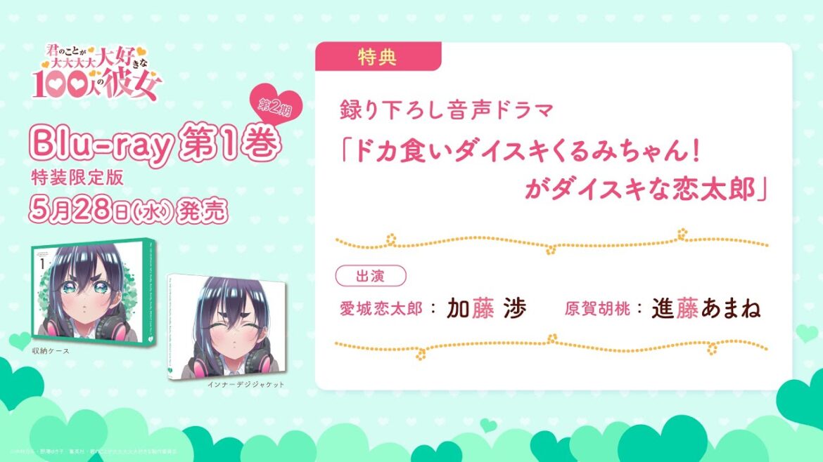 録り下ろし音声ドラマ「ドカ食いダイスキくるみちゃん！ がダイスキな恋太郎」試聴動画｜ TVアニメ『君のことが大大大大大好きな100人の彼女』 第2期 Blu-ray第1巻 2025年5月28日発売