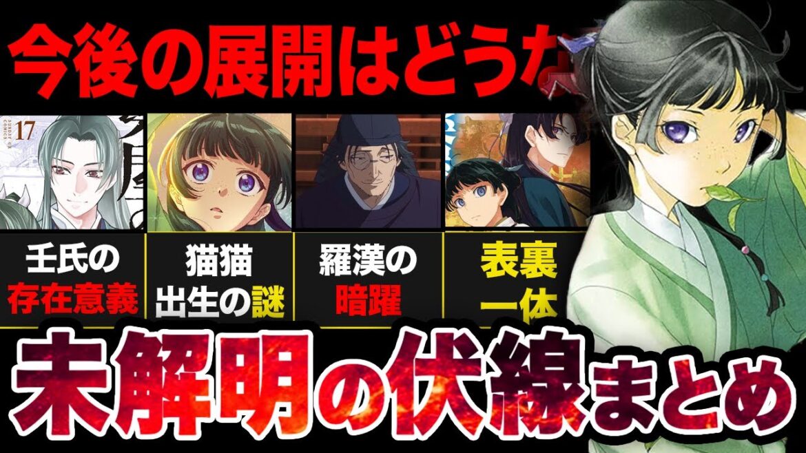 【薬屋のひとりごと】未解明の伏線まとめ…「壬氏の存在意義」と「猫猫の出生の謎」の謎を徹底解説!【アニメ考察】【2025春アニメ】 【薬屋のひとりごと】未解明の伏線まとめ...「壬氏の存在意義」と「猫猫の出生の謎」の謎を徹底解説!【アニメ考察】【2025春アニメ】