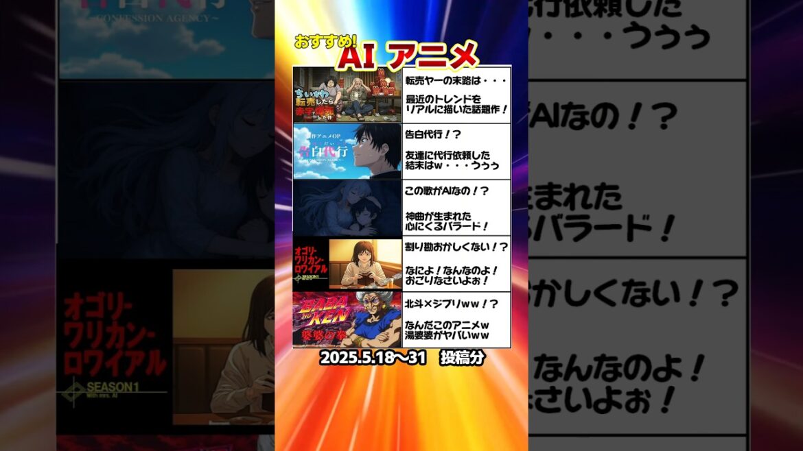 最新AIで作られた異次元レベルのAIアニメ5選　#shorts #アニメ #ai