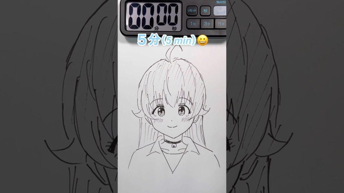若月ニコ【ウィッチウォッチ】を5秒、10秒、1分、5分で描いてみたDrawing Nico in 5sec,10sec,1mins,5mins #yoasobi #shorts