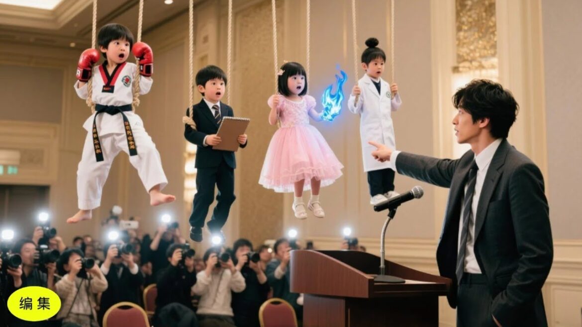 CEOが記者会見で昇進を発表していたその時、突然4人の天才キッズが乱入！「パパ、逮捕するわよ！」