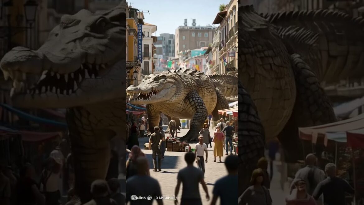 Crocodile live in the city with a lot of people 😮😮 #animatedstory #animation #animatedfilm #jurassic