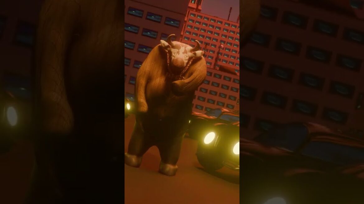 A rapping cow in the city! #animation #memes #cgishorts #cgi #hiphopmusic #rapper #3danimation #cow
