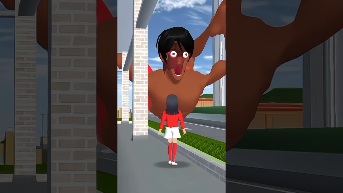 Giant man enters city looking for mio and yuta #sakuraschoolsimulator #shortvideo #monster